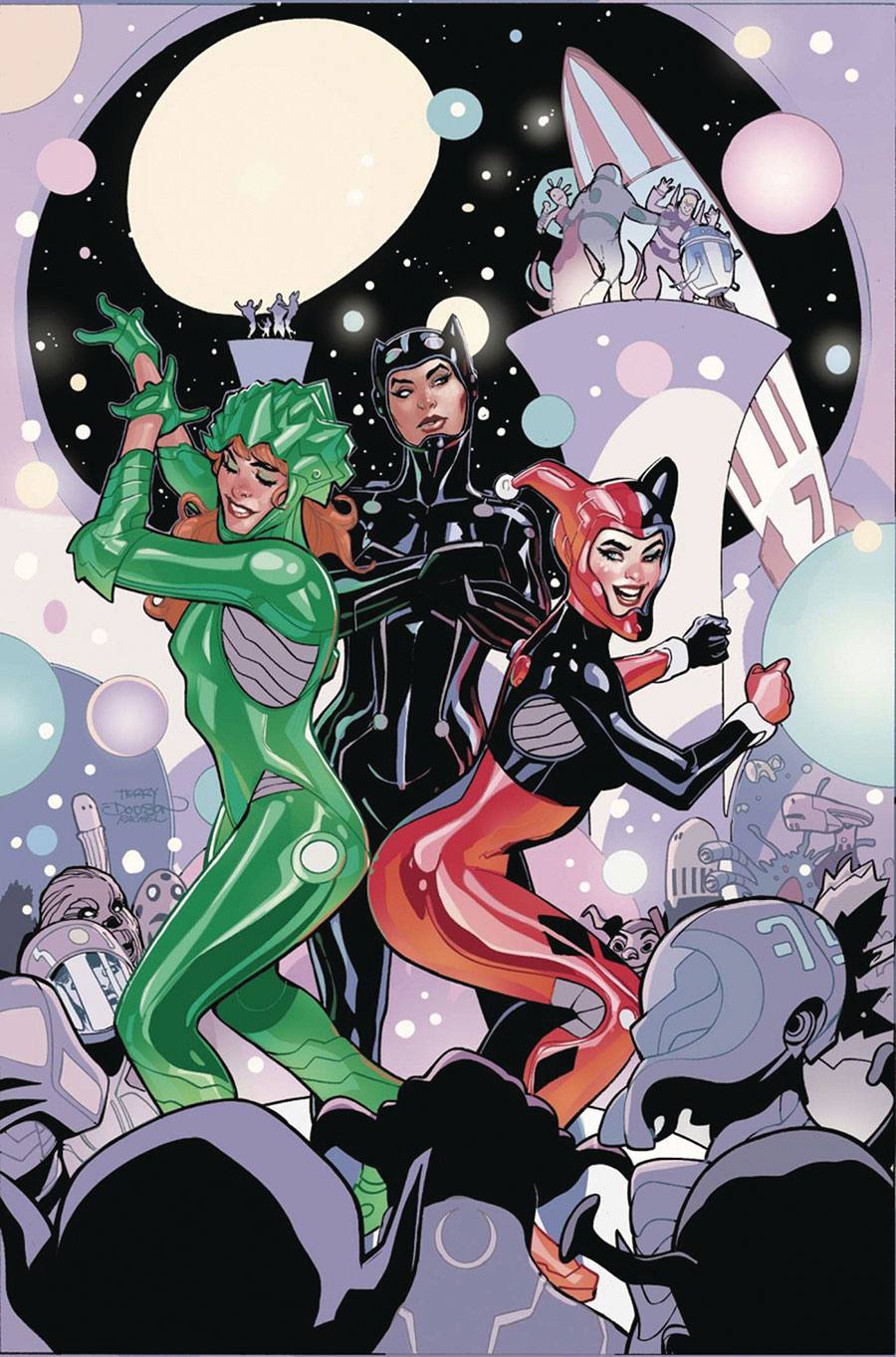Gotham City Sirens Unfit For Orbit #1 Cover G DF Signed By Terry Dodson & Rachel Dodson
