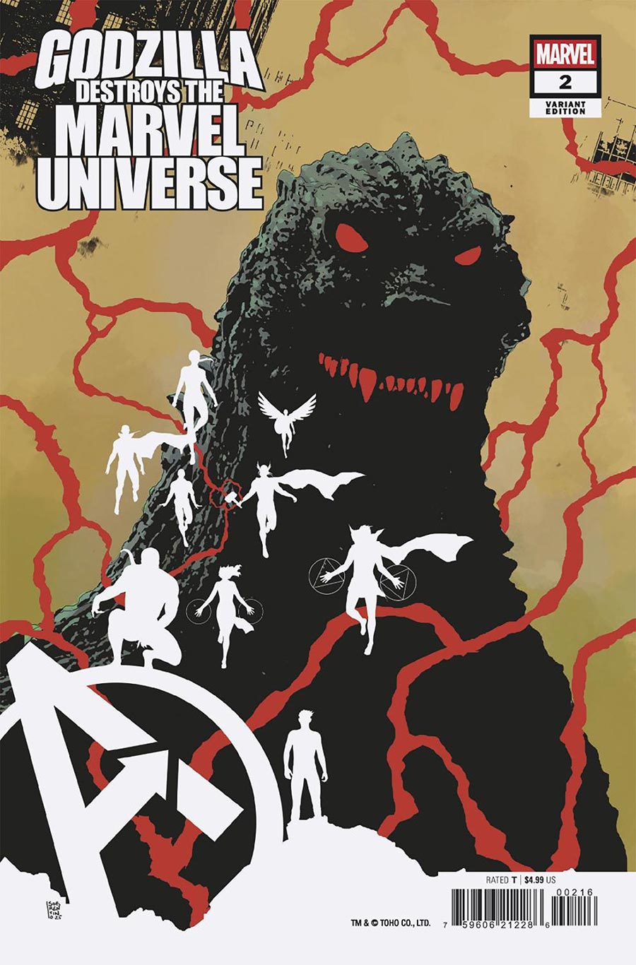 Godzilla Destroys The Marvel Universe #2 Cover F Incentive Andrea Sorrentino Variant Cover