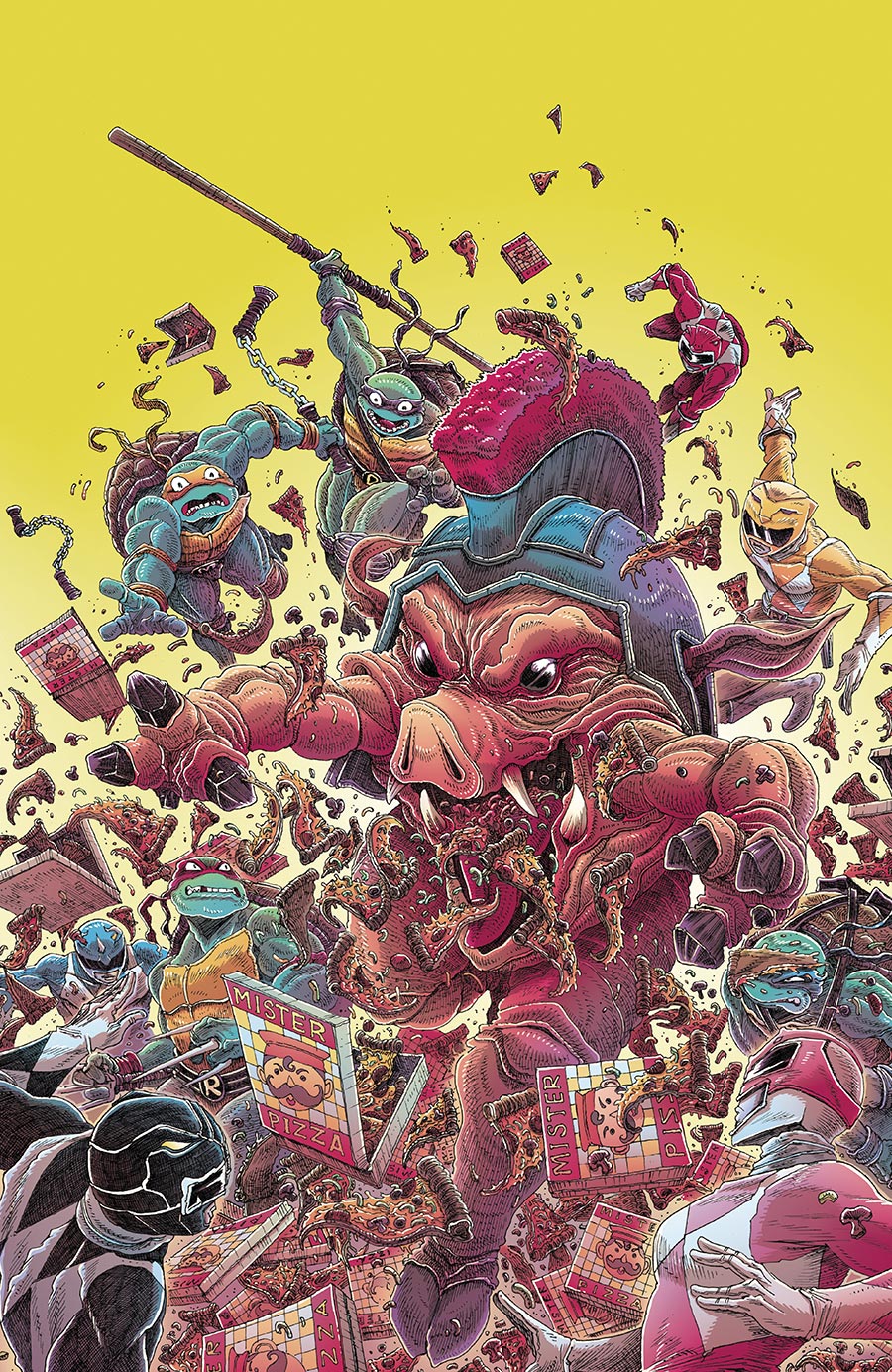 Mighty Morphin Power Rangers Teenage Mutant Ninja Turtles III #1 Cover K Incentive James Stokoe Foil Virgin Cover