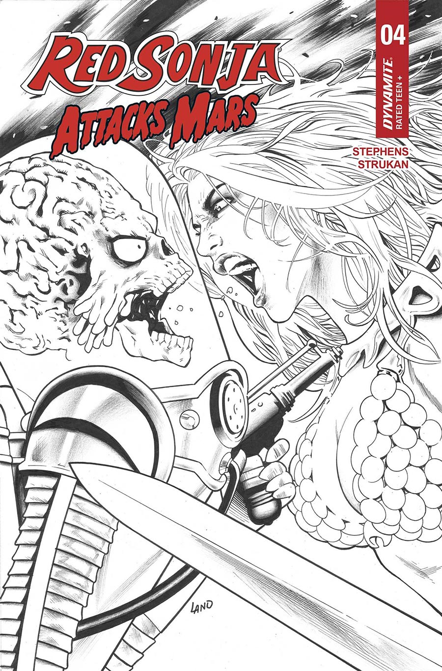 Red Sonja Attacks Mars #4 Cover J Incentive Greg Land Line Art Cover