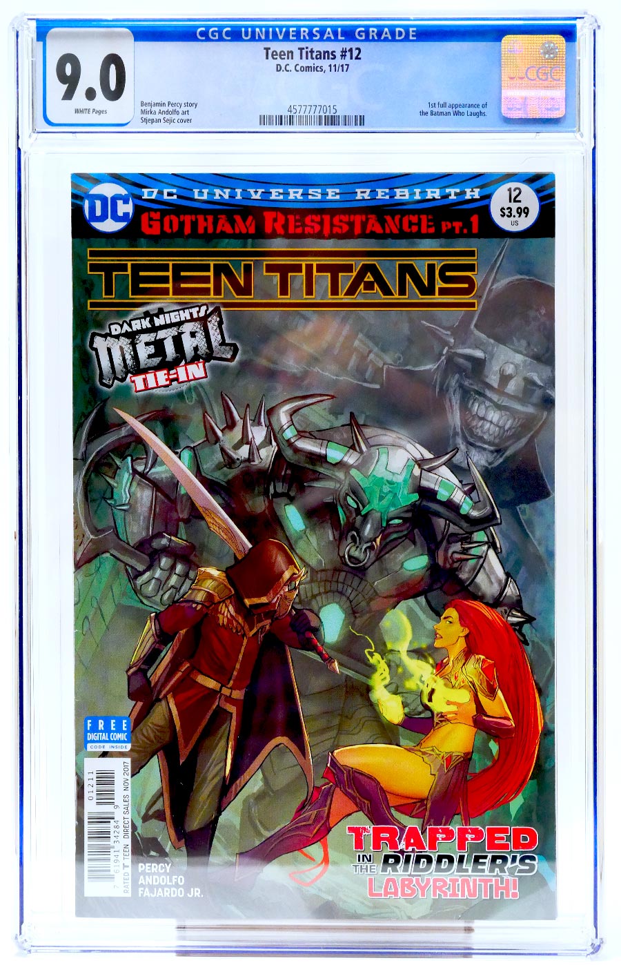 Teen Titans Vol 6 #12 Cover D 1st Ptg Regular Stjepan Sejic Cover (Gotham Resistance Part 1)(Dark Nights Metal Tie-In) CGC 9.0