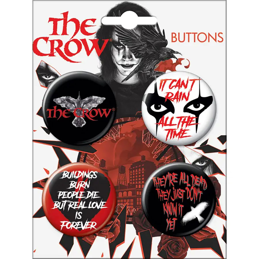 Horror Movies The Crow 4-Button Set #1 (89787BT4)