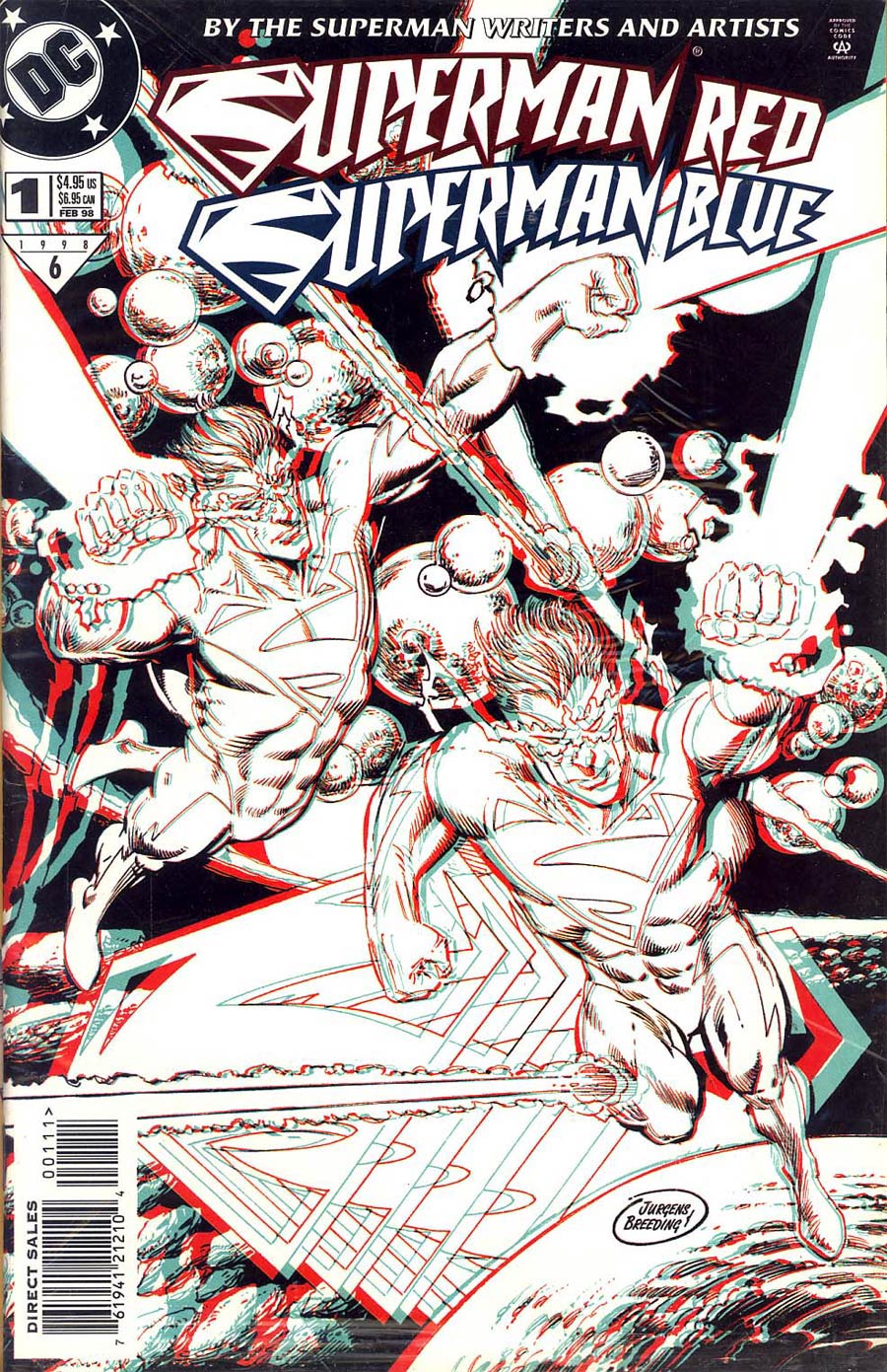 Superman Red Superman Blue #1 Cover E DF Signed Dan Jurgens Brett Breeding Joe Rubenstein No COA