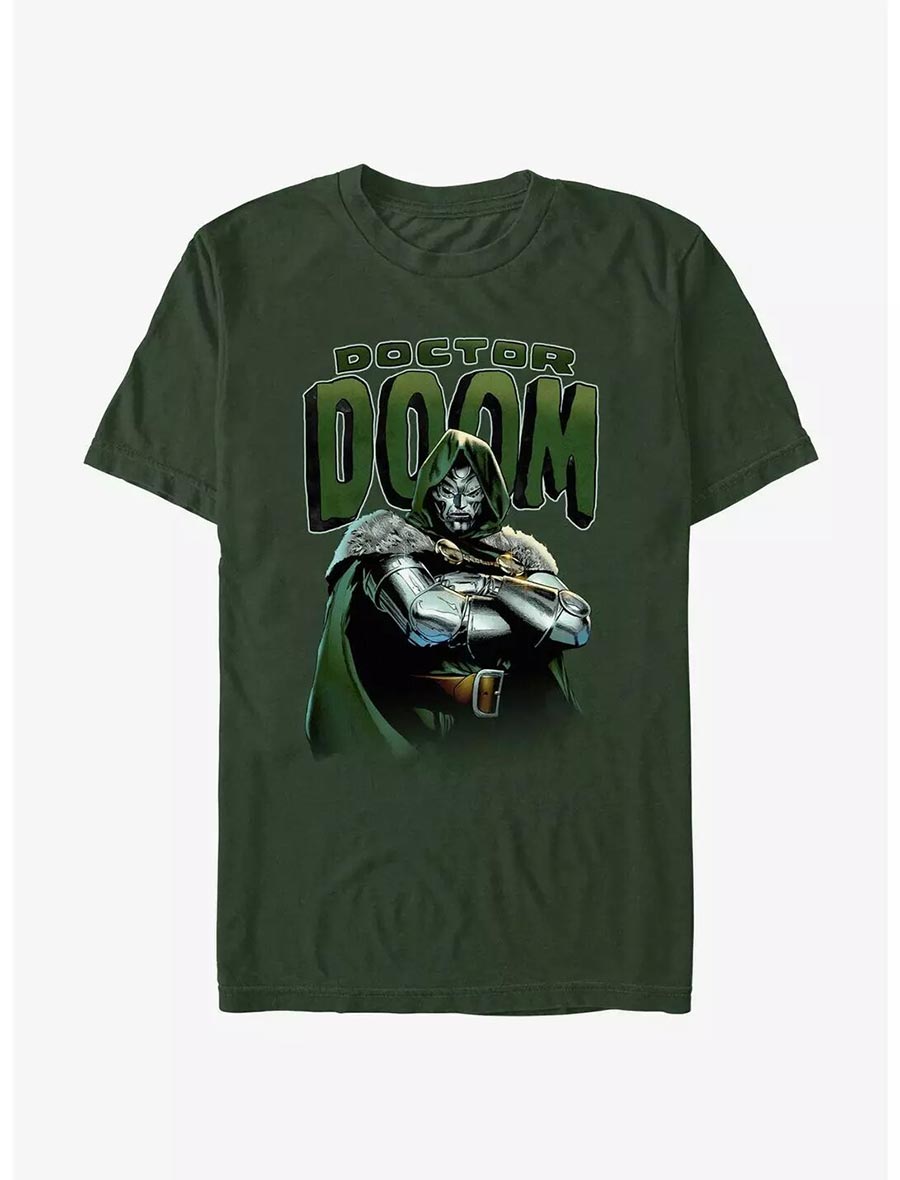 Marvel Doctor Doom Classic Pose Forest Green Mens T-Shirt Large