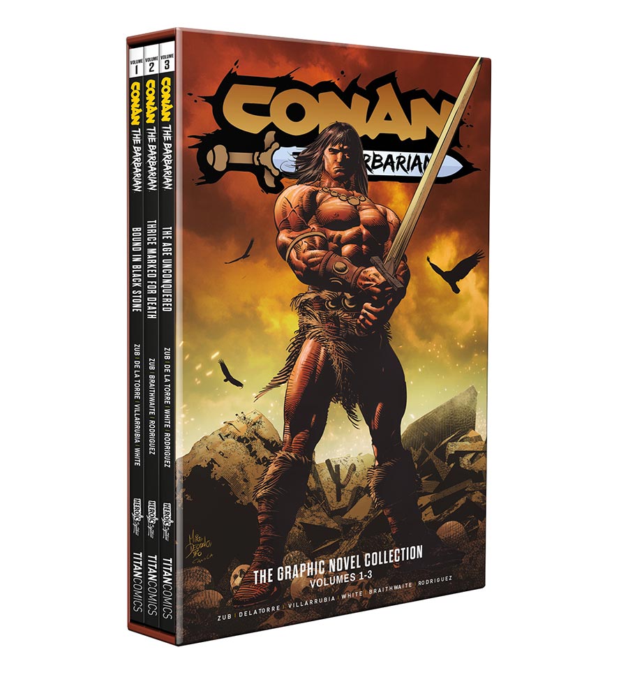 Conan The Barbarian (2023) Vol 1-3 Slipcase Set HC Book Market Mike Deodato Jr Cover