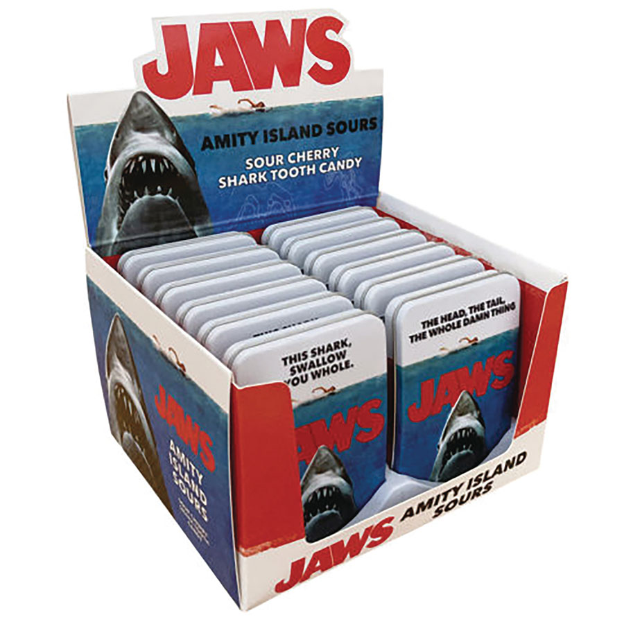 JAWS AMITY ISLAND SOUR CANDY TIN 12PC DISPLAY (C: 1-1-