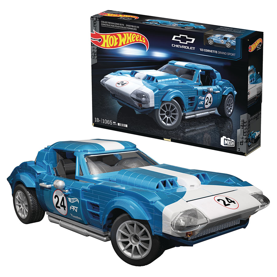 Mega Hot Wheels 63 Corvette Grand Sport Race Car Building Toy Kit