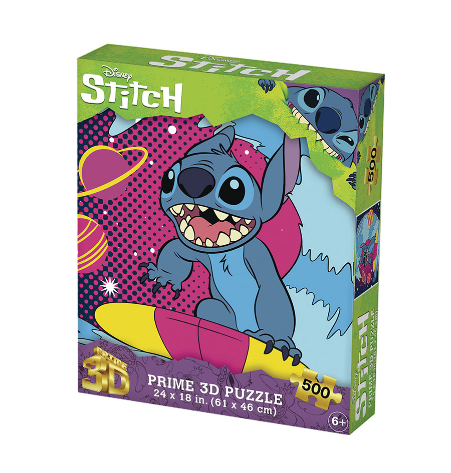 DISNEY STITCH SURFING 3D JIGSAW 500PC 24X18 PUZZLE (C: