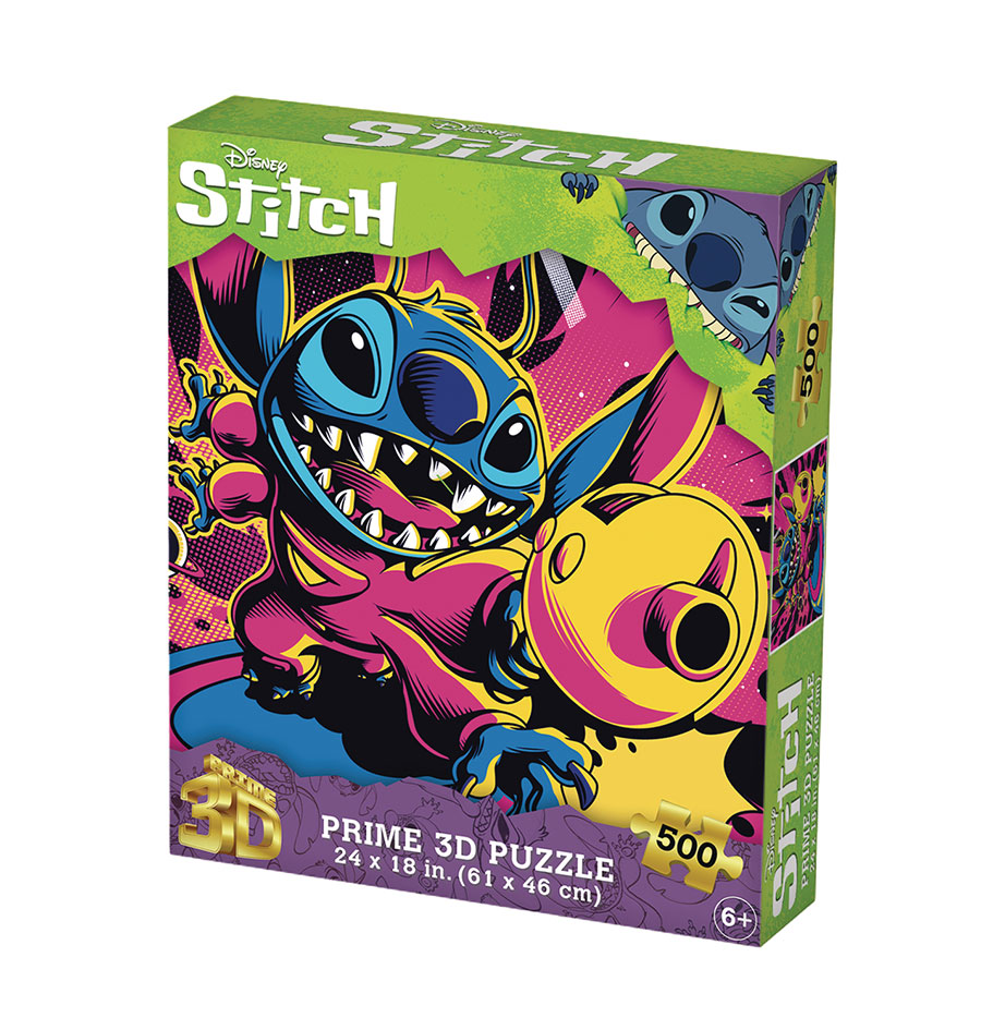 DISNEY STITCH SPACE GUN 3D JIGSAW 500PC 24X18 PUZZLE (