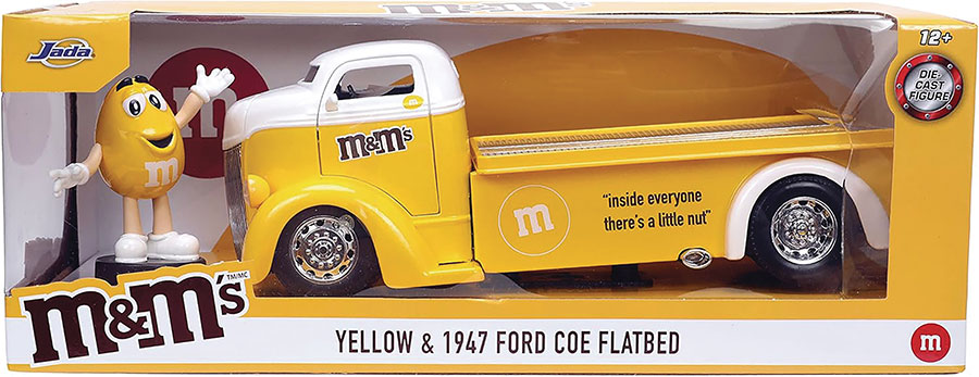M&MS 1947 FORD COE FLATBED W/ YELLOW FIG 1/24 DIE-CAST VEH (