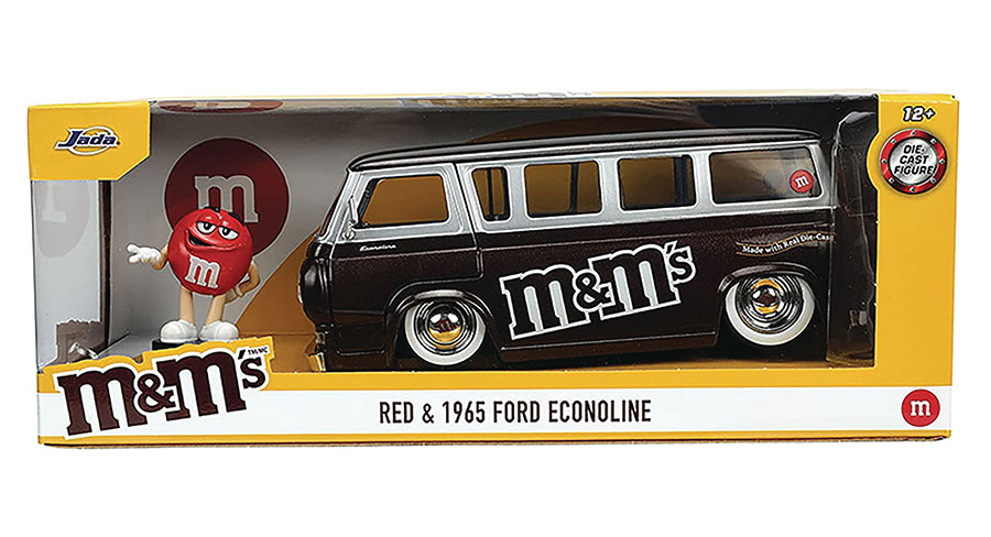M&MS 1965 FORD ECONOLINE W/ RED FIG 1/24 DIE-CAST VEHICLE