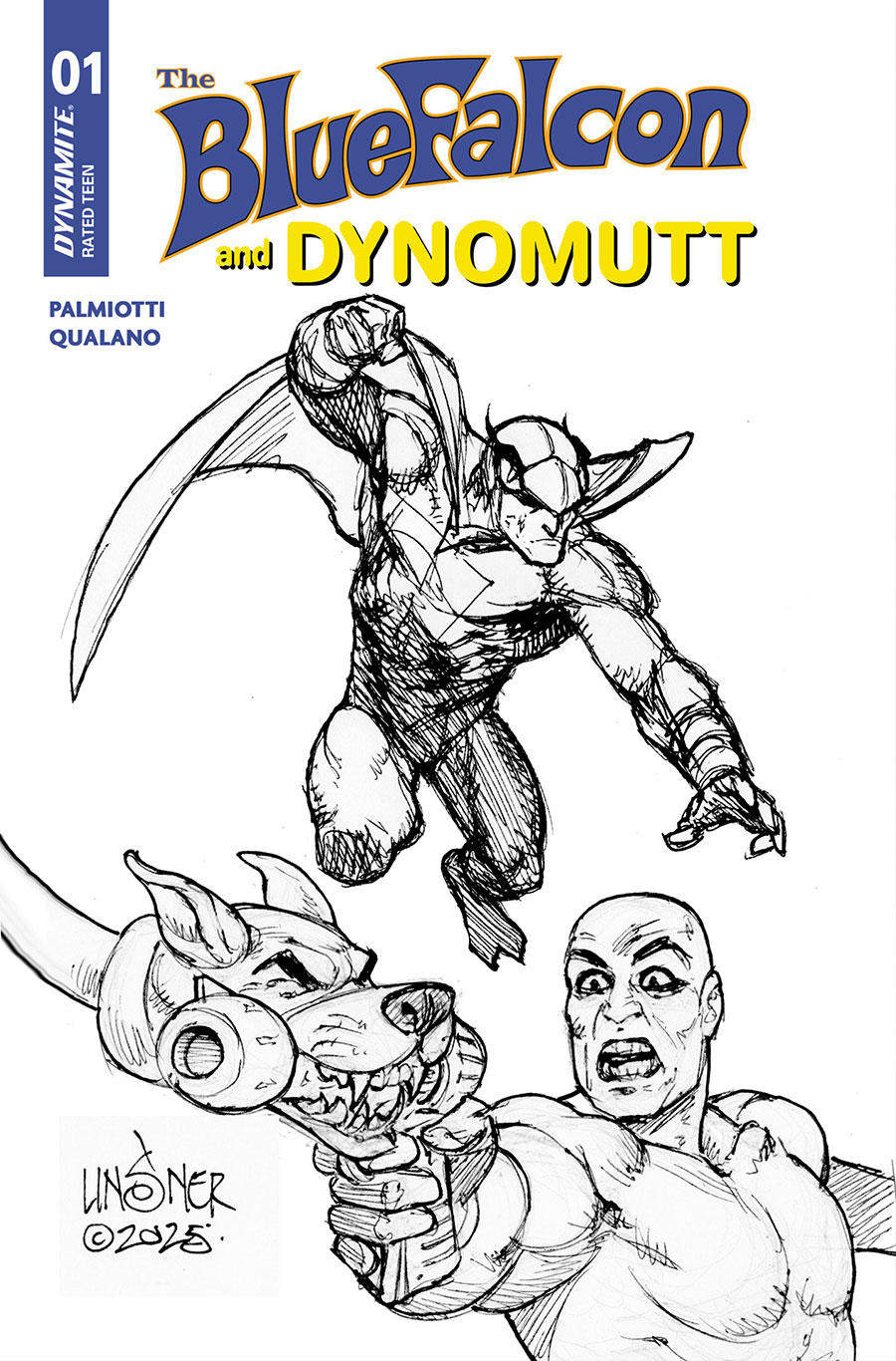 Blue Falcon & Dynomutt #1 Cover L Incentive Joseph Michael Linsner Line Art Cover