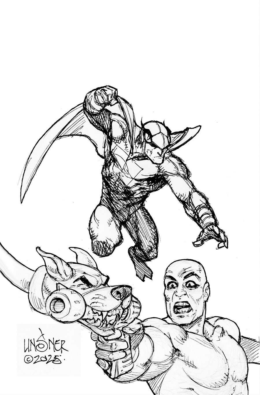 Blue Falcon & Dynomutt #1 Cover N Incentive Joseph Michael Linsner Line Art Virgin Cover
