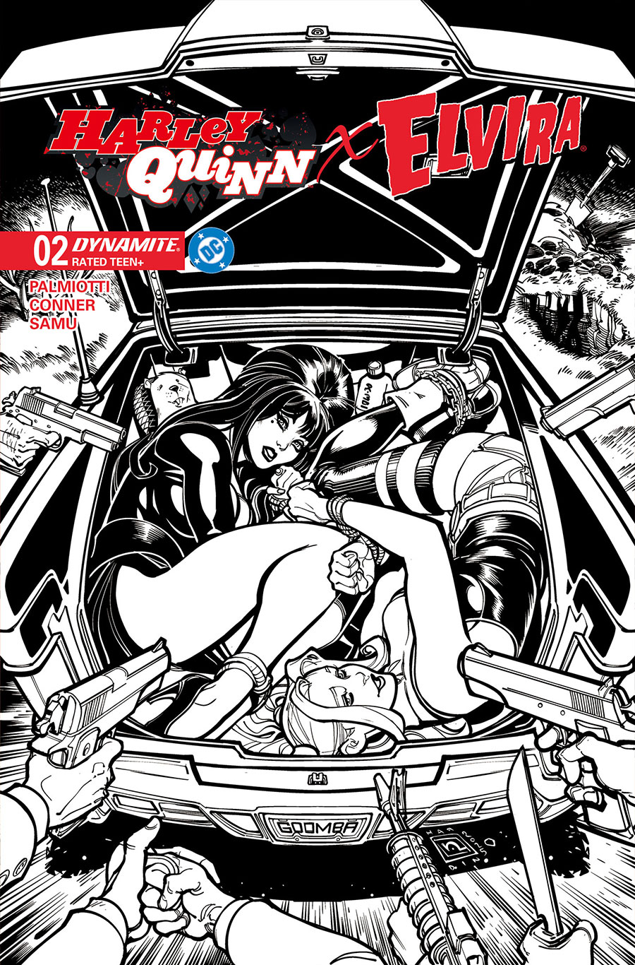 Harley Quinn x Elvira #2 Cover M Incentive Chad Hardin Line Art Cover