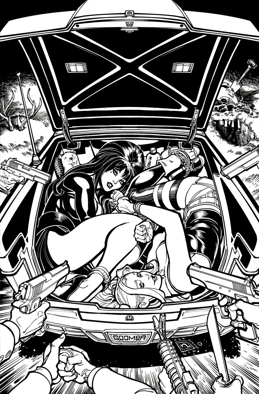 Harley Quinn x Elvira #2 Cover O Incentive Chad Hardin Line Art Virgin Cover