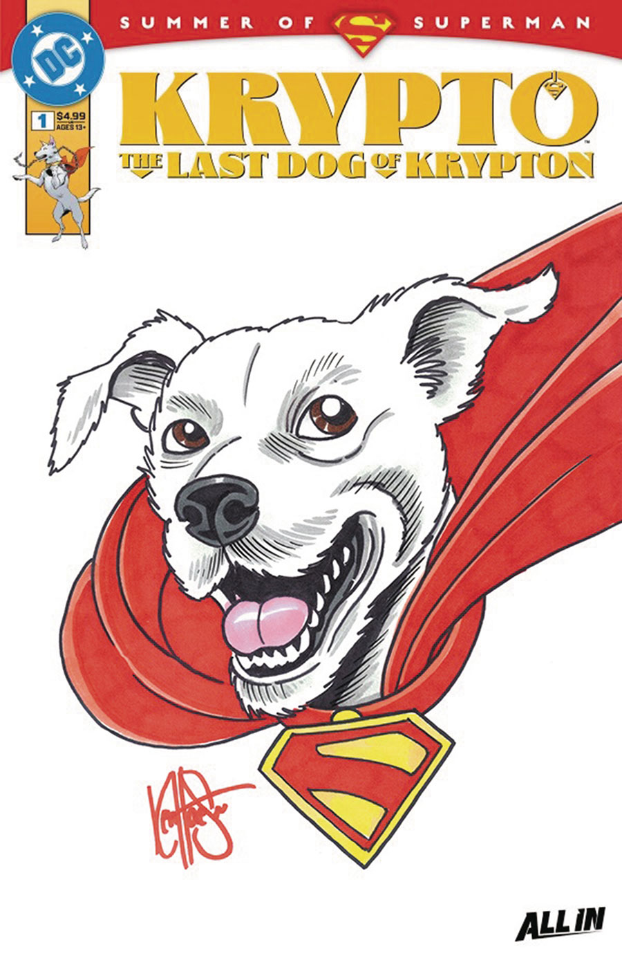 Krypto The Last Dog Of Krypton #1 Cover E DF Blank Variant With A Krypto Hand-Drawn Sketch By Ken Haeser