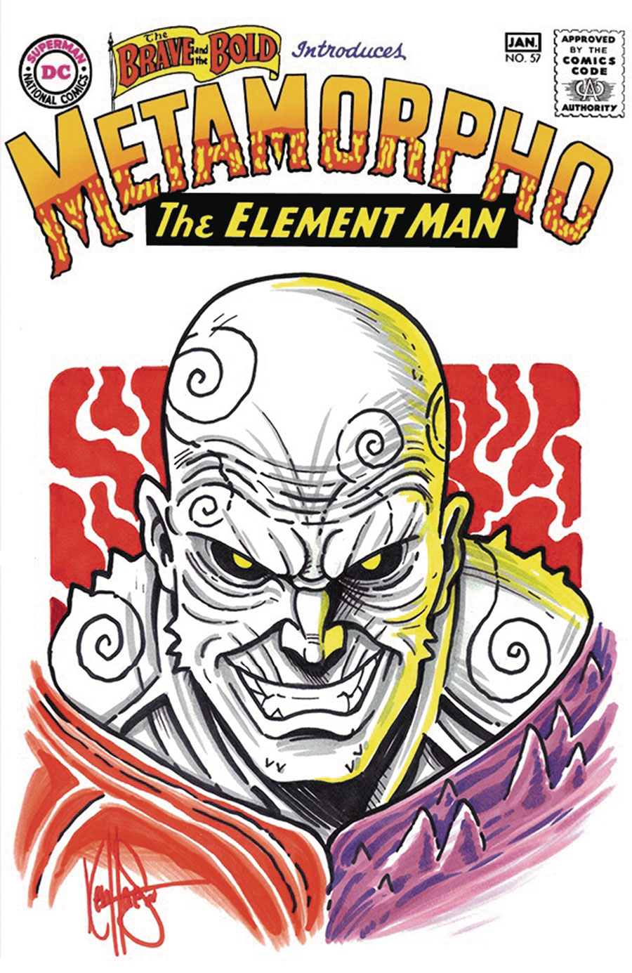 Brave And The Bold #57 Facsimile Edition Cover D DF Blank Variant With A Metamorpho Hand-Drawn Sketch By Ken Haeser