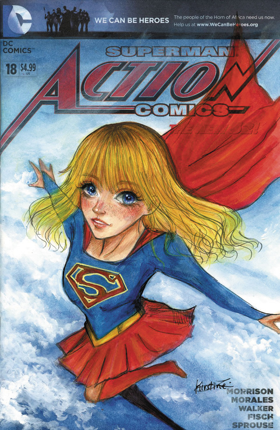 DC Comics Commissioned Cover Art Signed & Remarked By Kirstine Danica Lim With A Supergirl Hand-Drawn Sketch