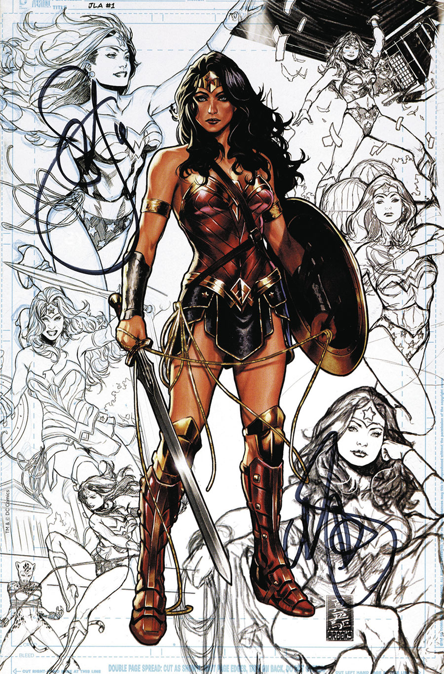 Justice League Vol 4 #1 Cover Z-F DF CSA Exclusive Sketch Background Virgin Artboard Variant Signed By Scott Snyder & Mark Brooks