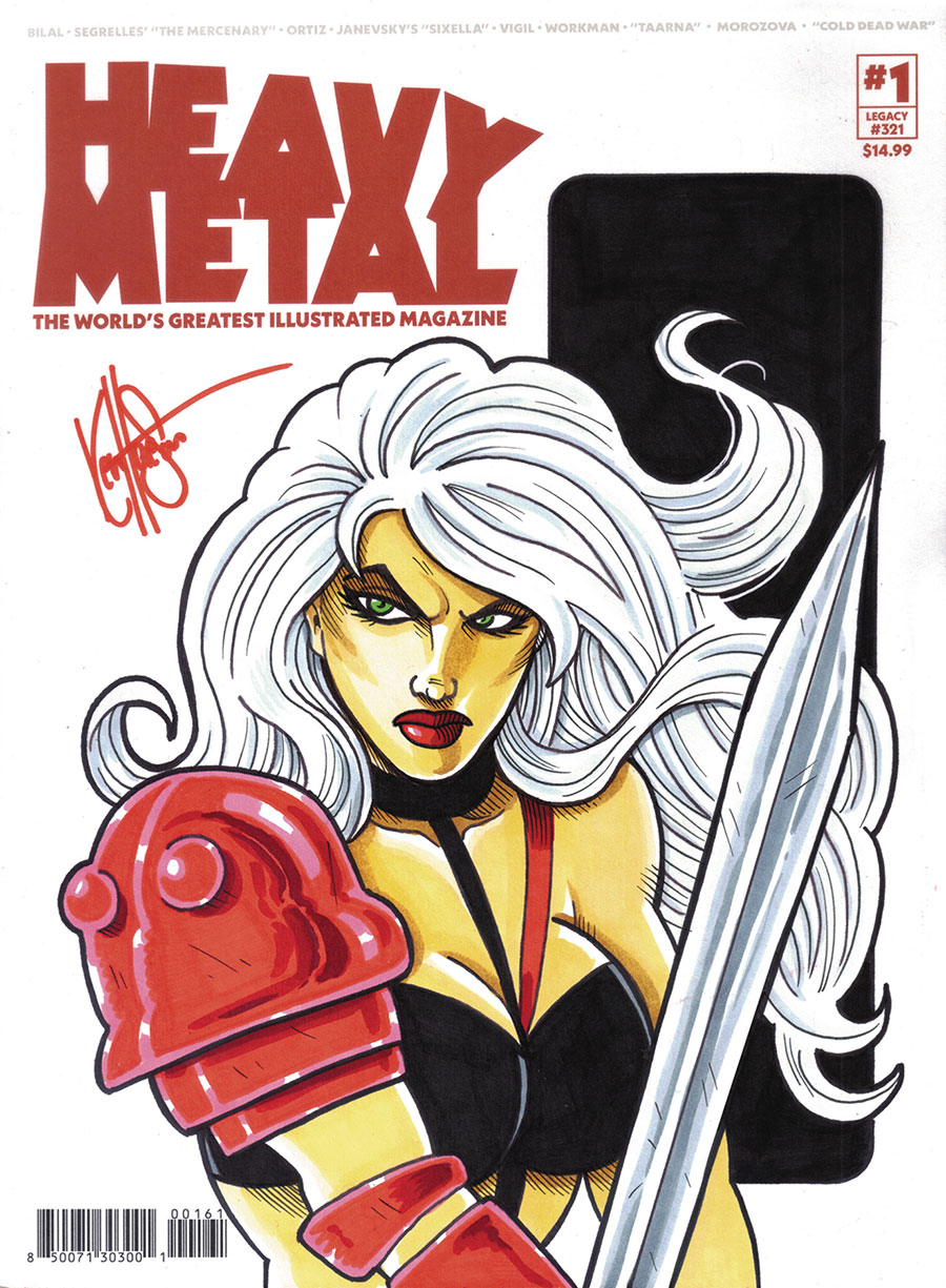 Heavy Metal Magazine #1 Cover I DF Blank Variant With A Hand-Drawn Sketch By Ken Haeser