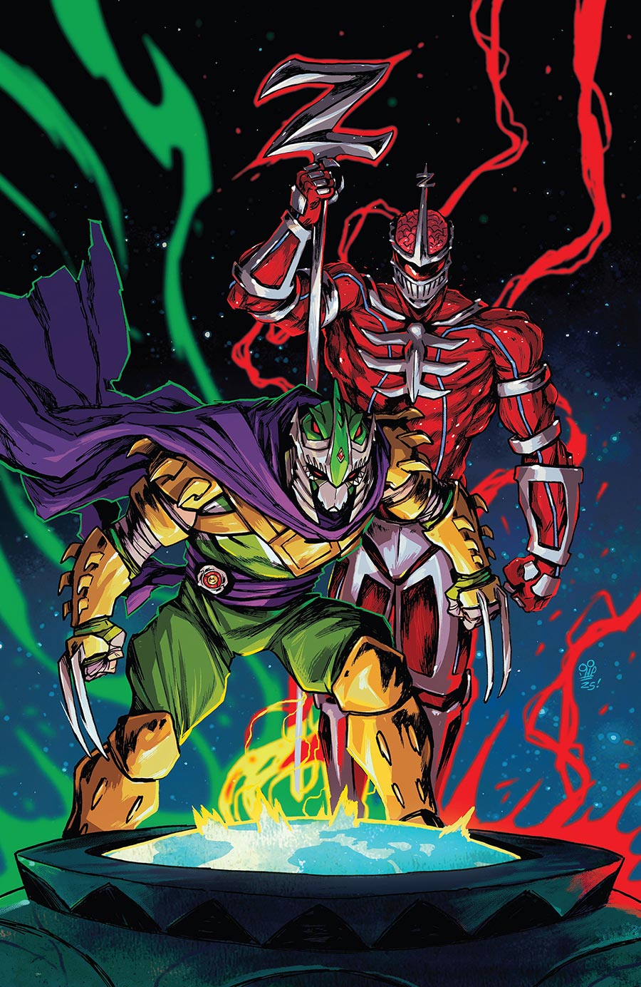 Mighty Morphin Power Rangers Teenage Mutant Ninja Turtles III #2 Cover I Incentive Michael Dialynas Virgin Variant Cover