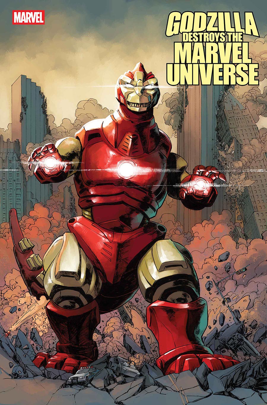 Godzilla Destroys The Marvel Universe #3 Cover C Variant Dave Wachter Marvelized Iron Man-Zilla Cover