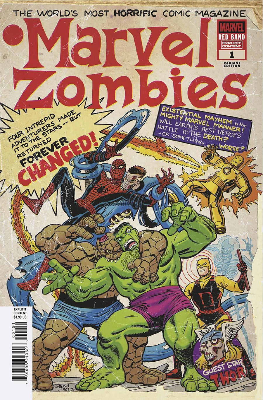 Marvel Zombies Red Band #1 Cover B Variant Scott Koblish Retro Zombie Cover With Polybag