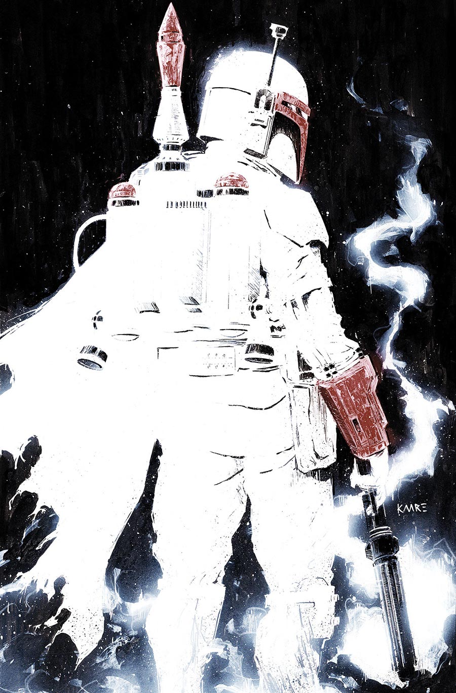 Star Wars Boba Fett Black White & Red #1 Cover E Incentive Kaare Andrews Virgin Cover
