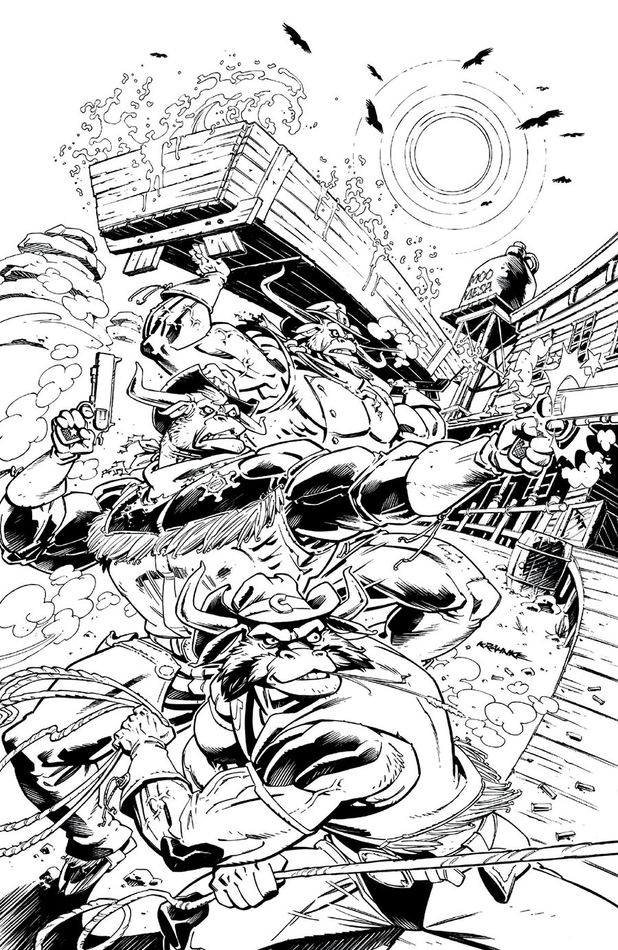 Wild West C.O.W.-Boys Of Moo Mesa Vol 3 #1 Cover I Incentive Andrew Krahnke Black & White Cover