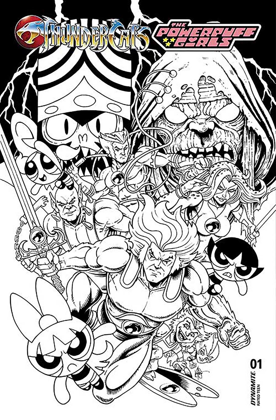 Thundercats Powerpuff Girls #1 Cover O Incentive Ken Haeser Line Art Cover