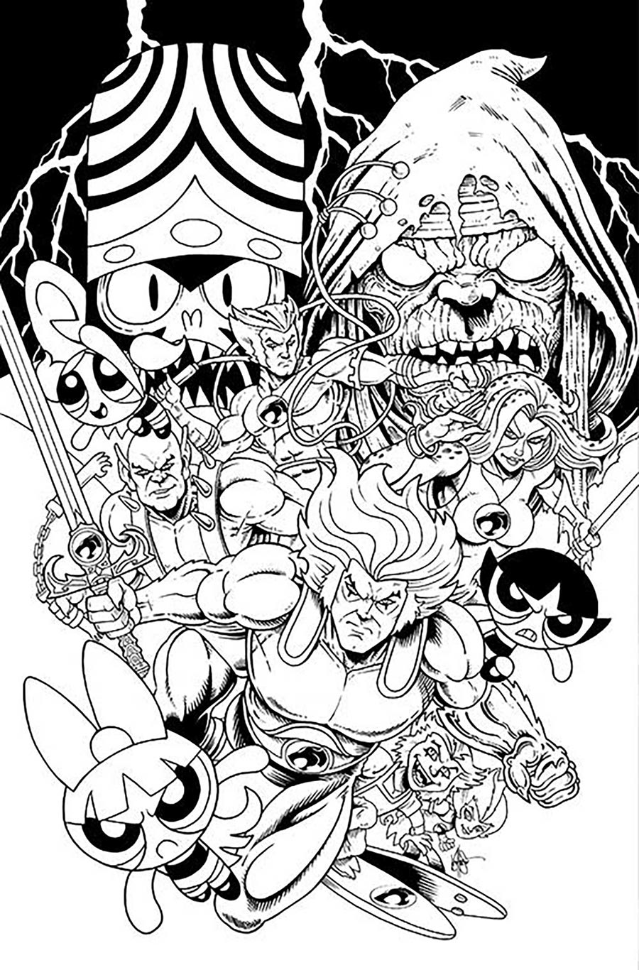 Thundercats Powerpuff Girls #1 Cover Q Incentive Ken Haeser Line Art Virgin Cover