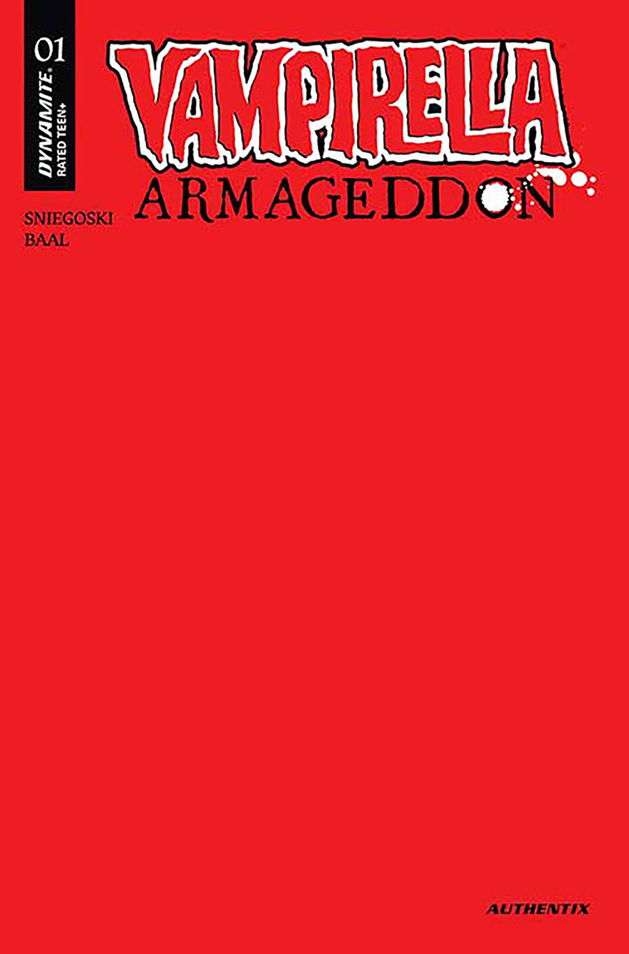 Vampirella Armageddon #1 Cover U Variant Red Blank Authentix Cover
