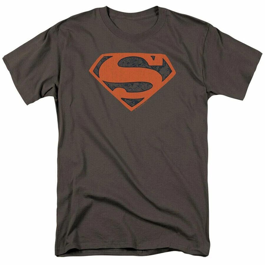 Superman Vintage Shield Collage Charcoal Mens T-Shirt XX-Large
