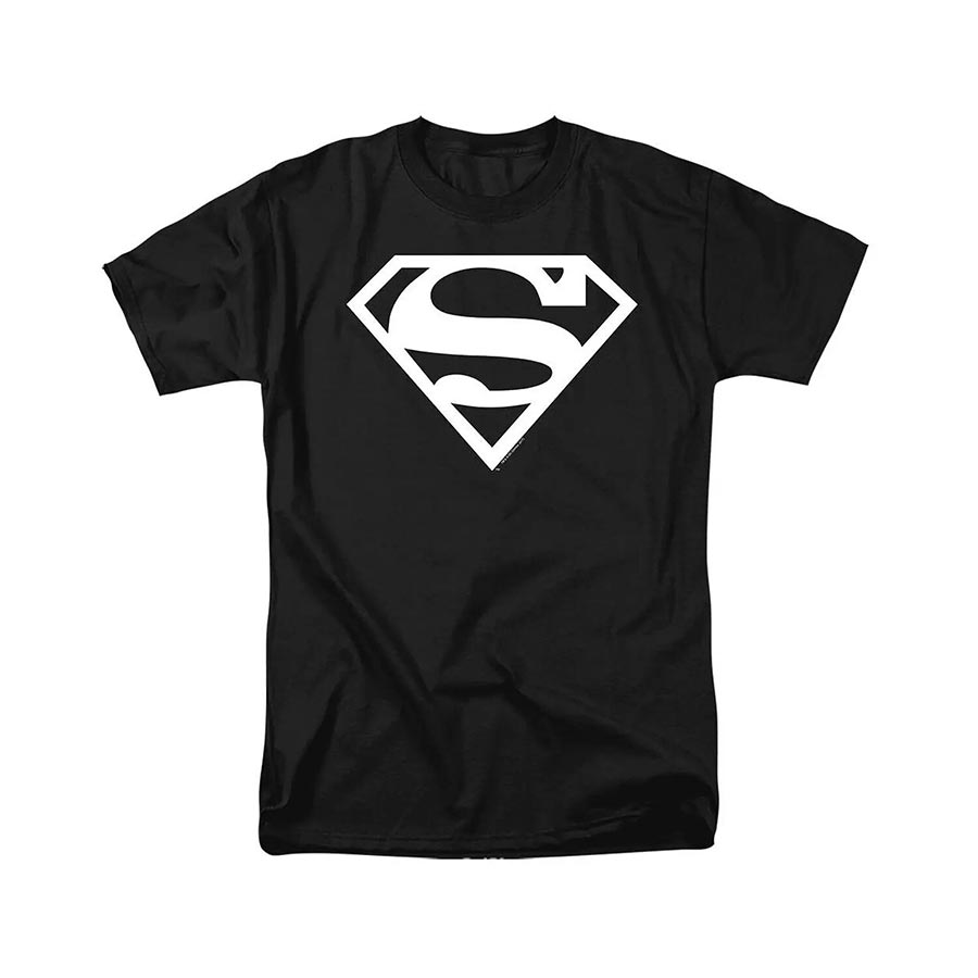 Superman White Logo Black Mens T-Shirt Medium