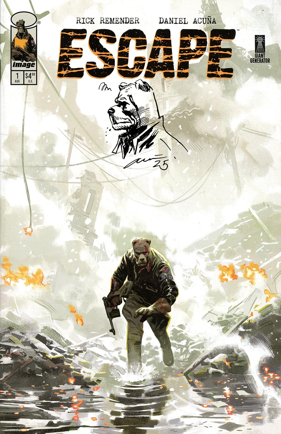 Escape #1 Cover E-A Incentive Daniel Acuna Signed & Remarque Hand-Drawn Sketch Variant Cover