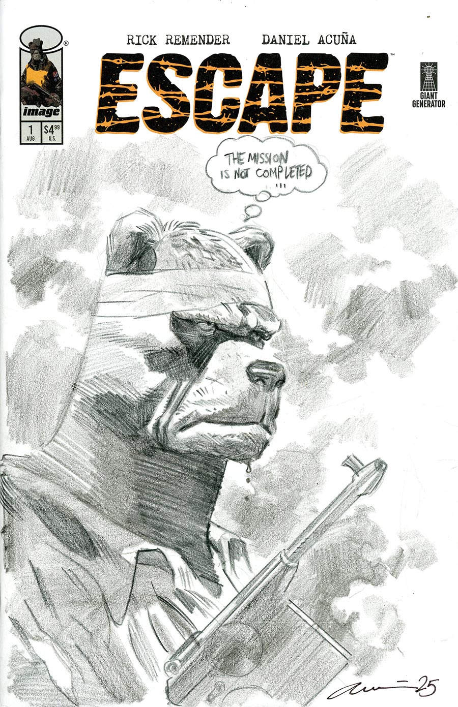 Escape #1 Cover F-A Incentive Daniel Acuna Original Hand-Drawn Sketch Variant Cover
