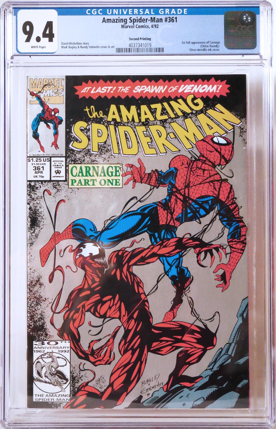 Amazing Spider-Man #361 Cover J 2nd Ptg CGC 9.4