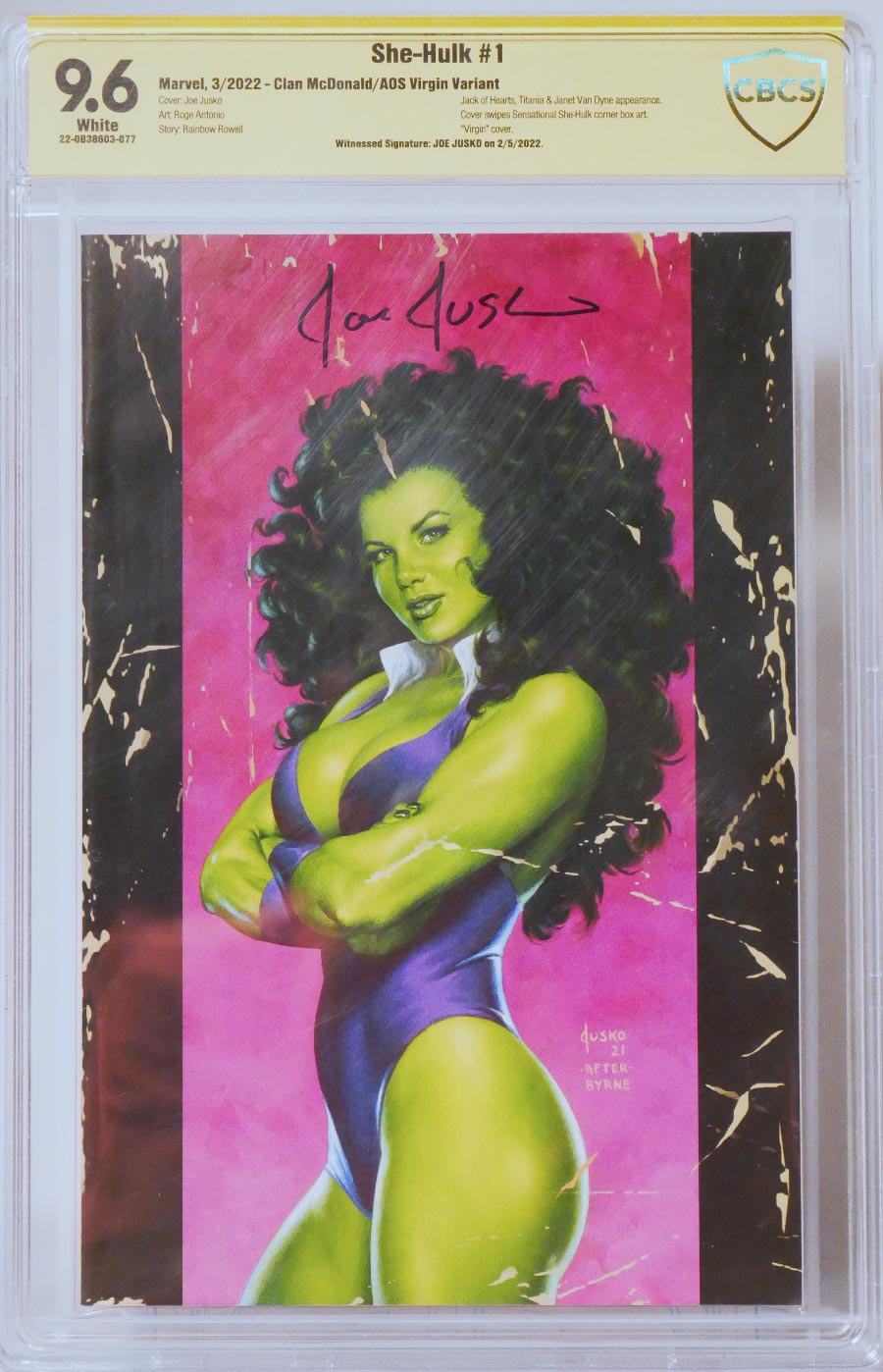 She-Hulk Vol 4 #1 Cover K Variant Joe Jusko Virgin Cover CBCS 9.6 Signed By Joe Jusko