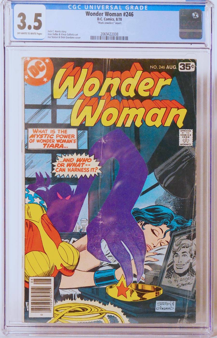 Wonder Woman #246 Cover B Mark Jewelers Insert CGC 3.5