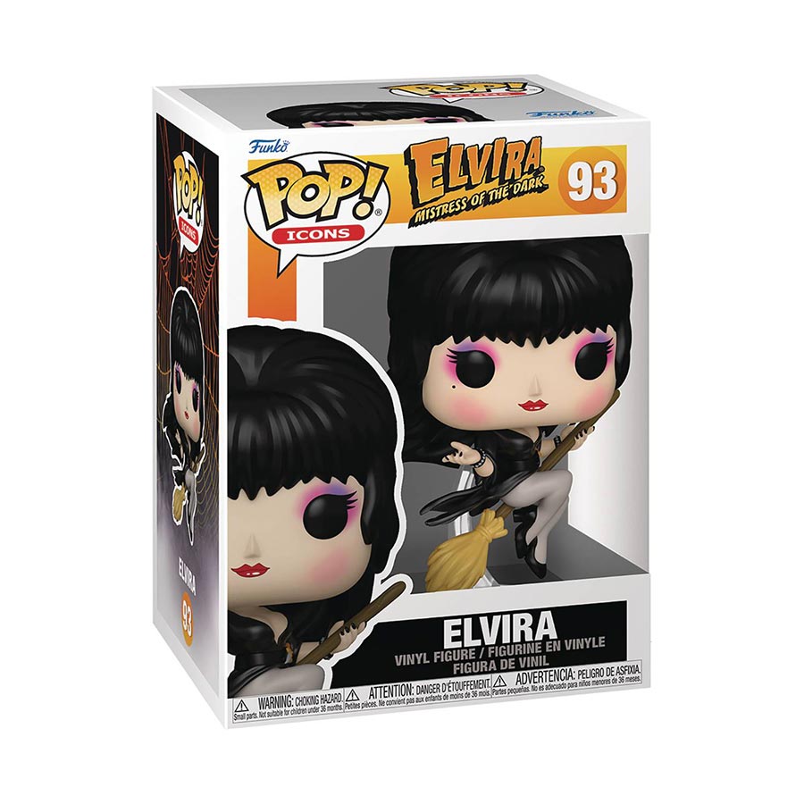 POP Icons Elvira Mistress Of The Dark Elvira On Broom Vinyl Figure
