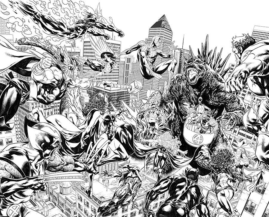 Godzilla Destroys The Marvel Universe #1 Cover K 2nd Ptg Incentive Mark Brooks Virgin Variant Cover