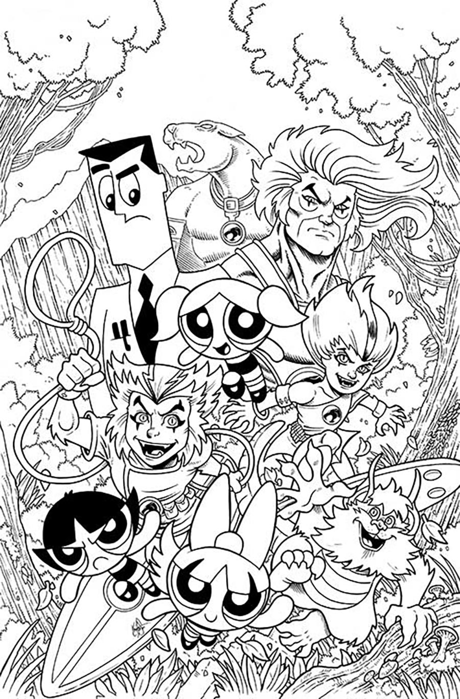 Thundercats Powerpuff Girls #2 Cover N Incentive Ken Haeser Line Art Virgin Cover