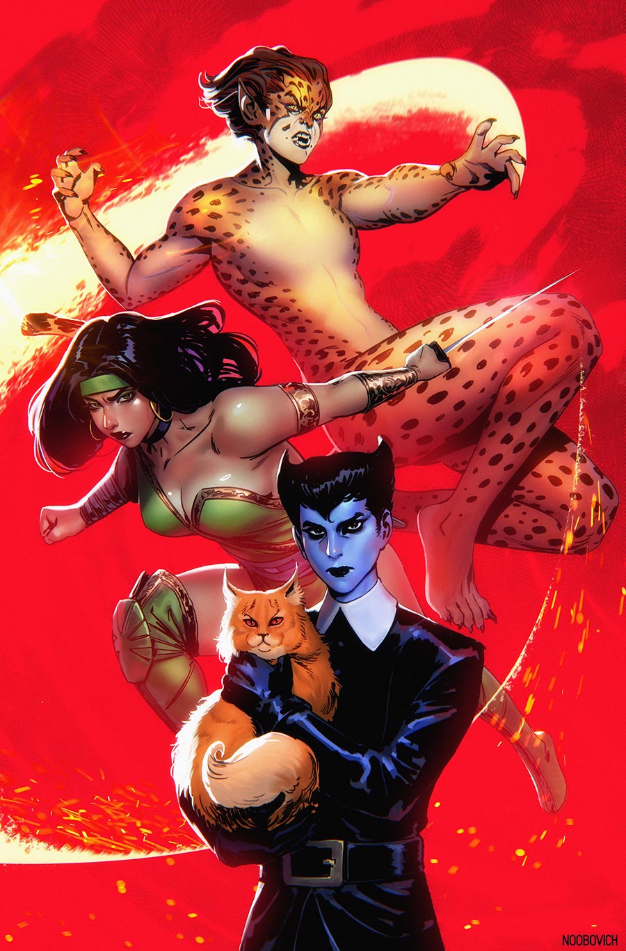 Cheetah And Cheshire Rob The Justice League #3 Cover C Variant Noobovich Card Stock Cover (DC All In)
