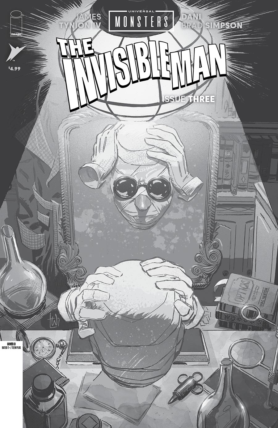 Universal Monsters The Invisible Man #3 Cover D Incentive Lee Weeks Black & White Classic Horror Cover