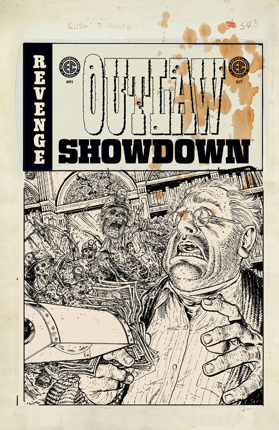 Outlaw Showdown #1 (One Shot) Cover E Incentive Tony Moore Black & White Artist Edition Cover (EC Comics)