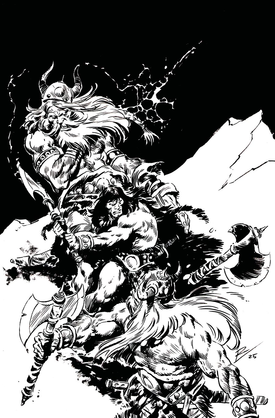 Conan The Barbarian Vol 5 #25 Cover I Incentive Roberto De La Torre Black & White Cover