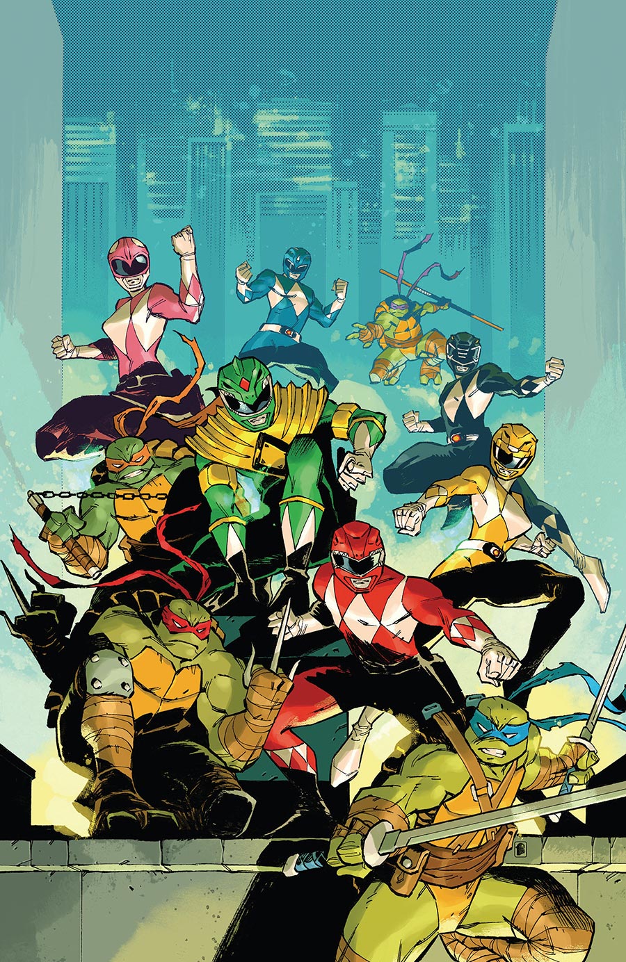 Mighty Morphin Power Rangers Teenage Mutant Ninja Turtles III #2 Cover M Incentive Daniel Nelson Virgin Card Stock Cover