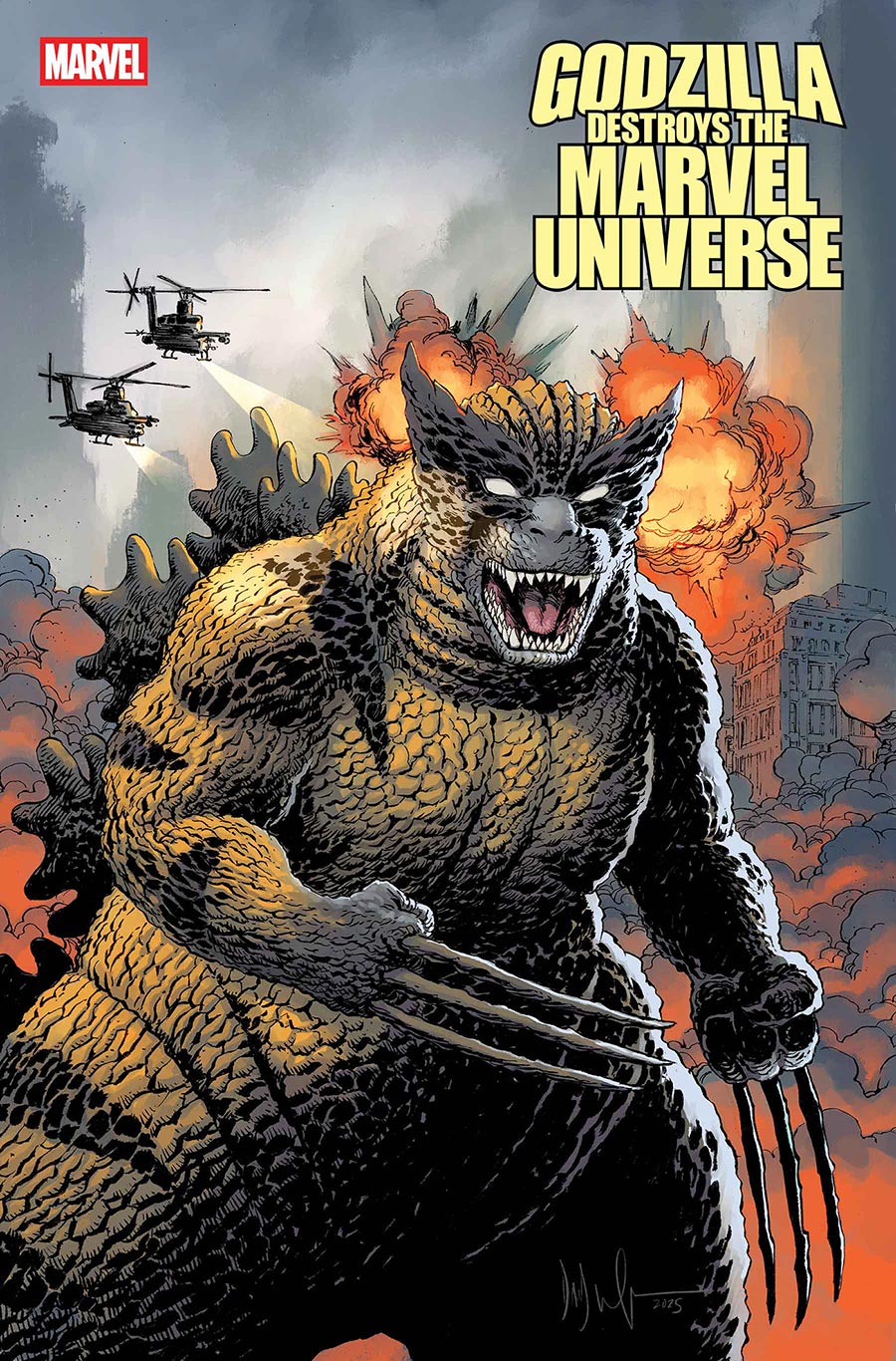Godzilla Destroys The Marvel Universe #4 Cover C Variant Dave Wachter Marvelized Wolverine-Zilla Cover