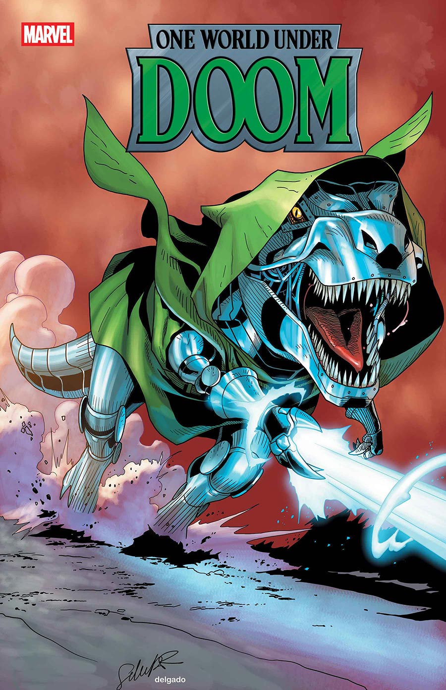 One World Under Doom #8 Cover B Variant Salvador Larroca Doomasaur Cover
