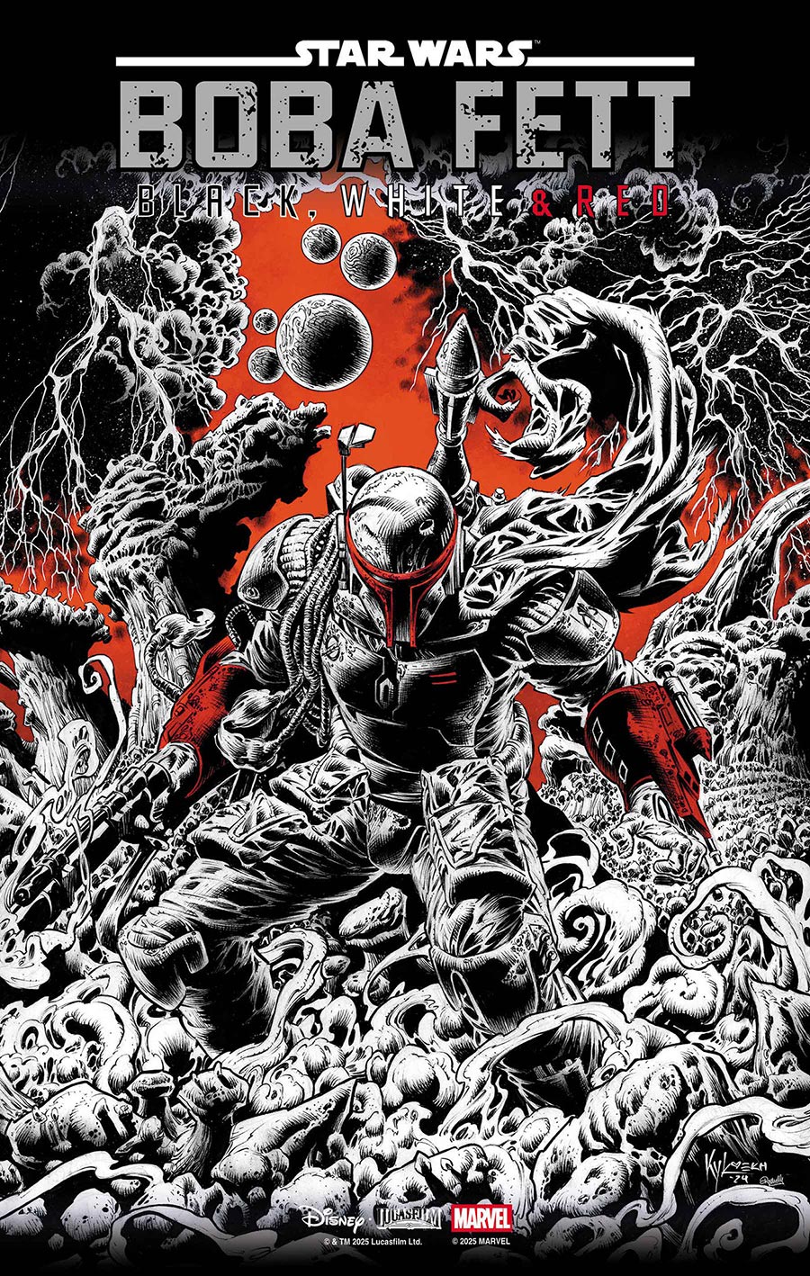 Star Wars Boba Fett Black White & Red #2 Cover D Incentive Kyle Hotz Variant Cover